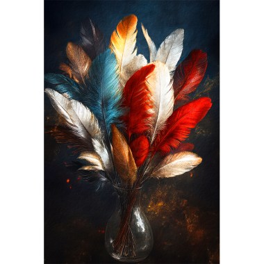 Schikking van veren in kleur